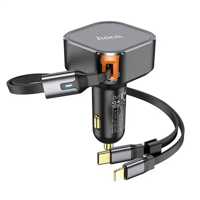 Hoco NZ13 PD30W 2 in 1 Car Charger with Retractable Cable